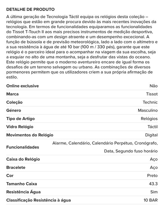 Tissot  T-Touch II (impecável)