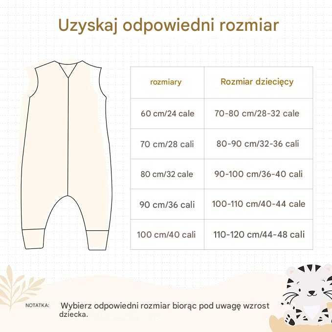 Nesri śpiwór niemowlęcy z nogawkami 100% bawełna Öko-Tex piżamka 80 cm