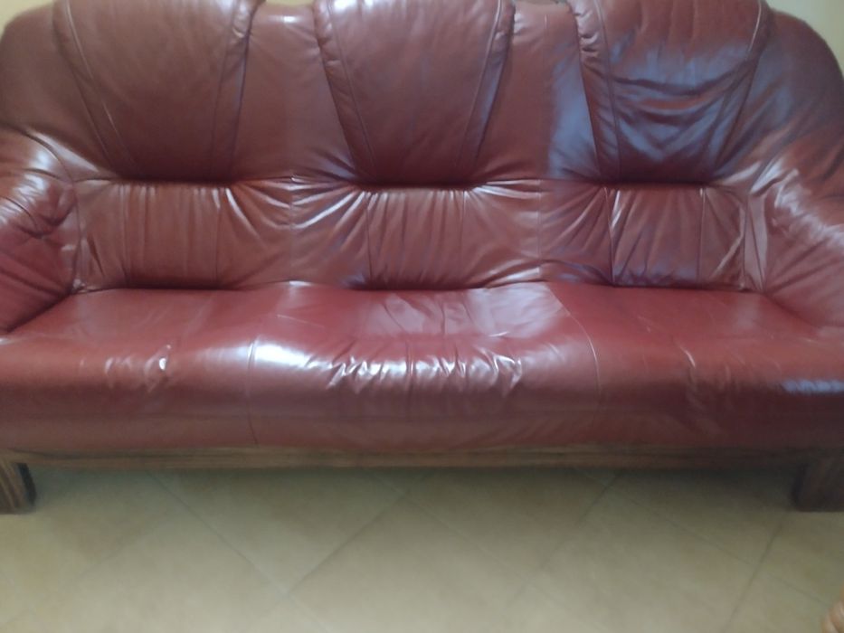 Skórzana kanapa 3-osobowa – STAN IDEALNY, naturalna skóra, Holandia
