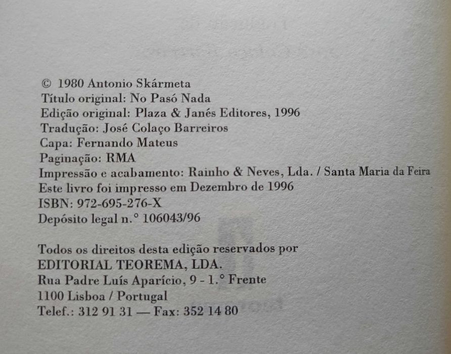 Não foi nada - Antonio Skármeta