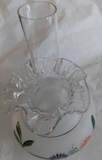 Abajur Candeeiro Vidro Floral pintado à Mão