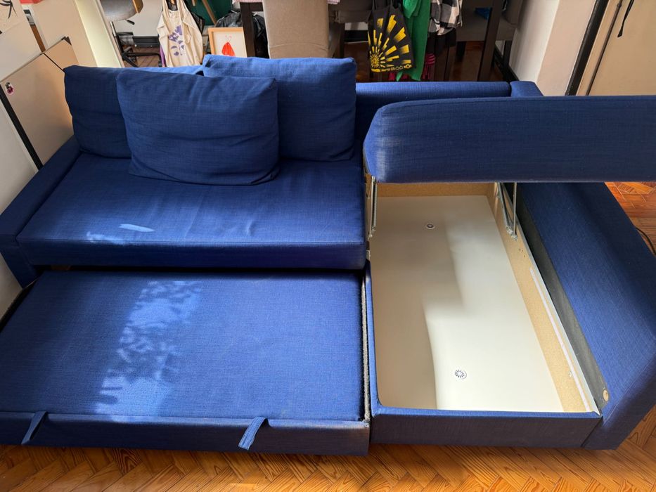 Sofá-cama chaise longue c/arrumação FRIHETEN Ikea