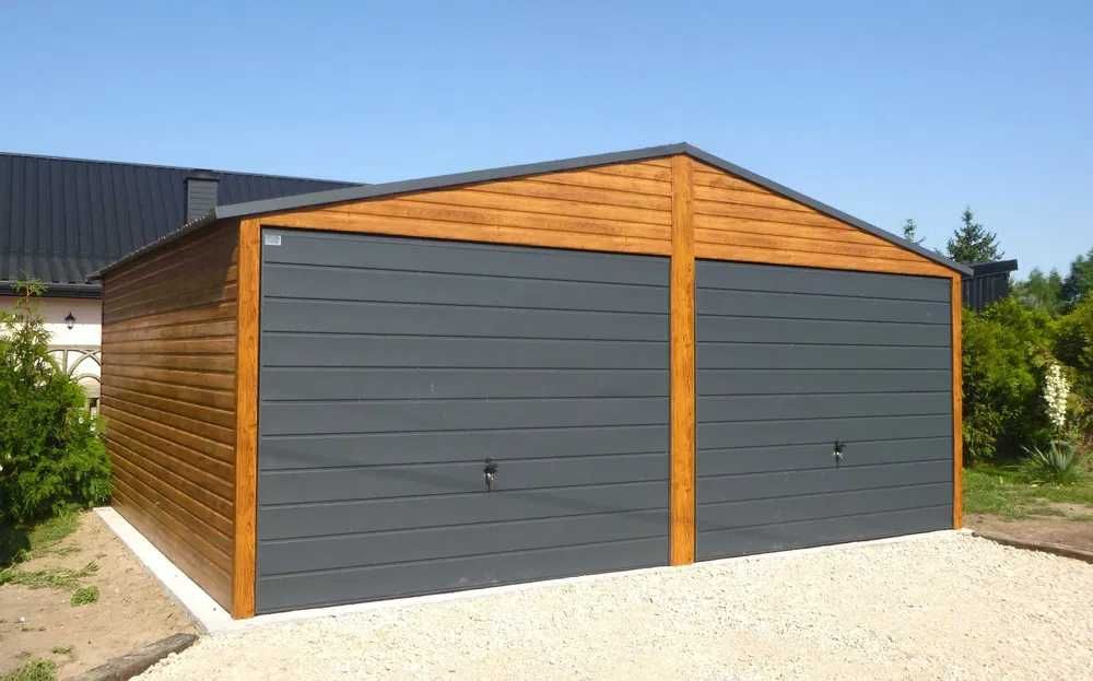 Garaż PREMIUM 6x6 dwuspad Blaszak Schowek Drewnopodobny Kolor Wymiar