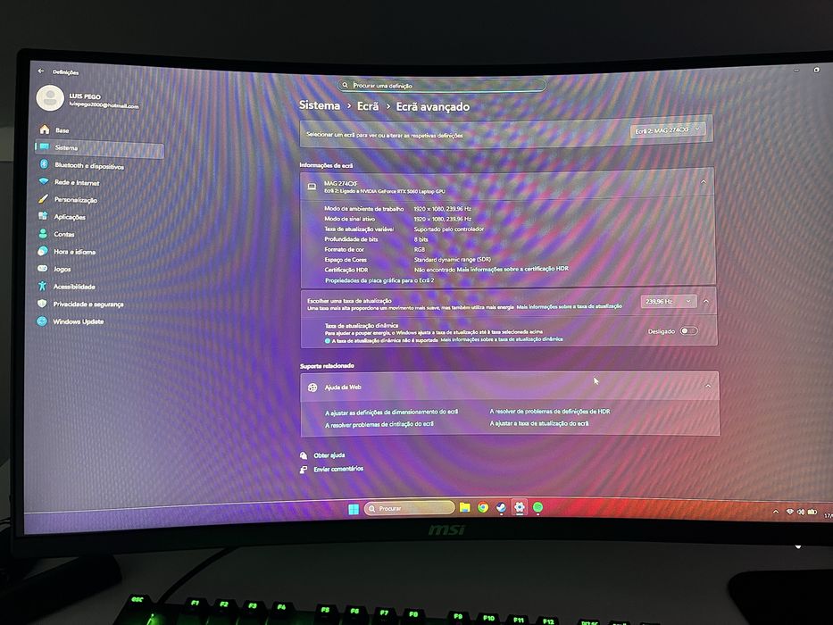 Monitor Curvo MSI 280hz