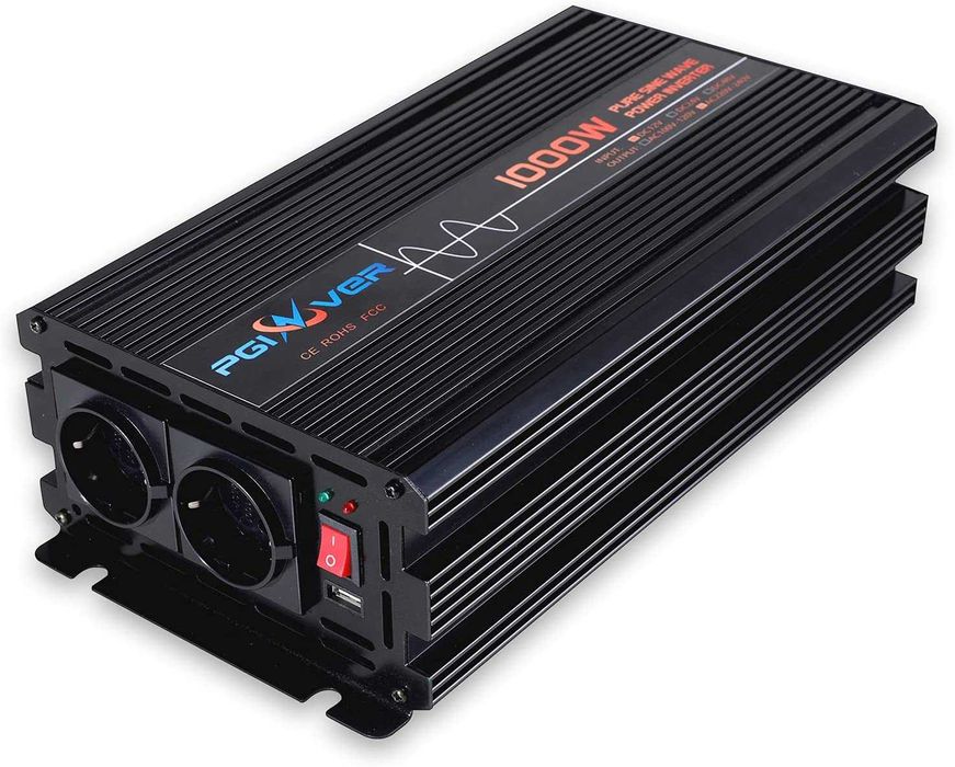 Новий Інвертор PGINVER 1000Вт/2000Вт чистий синус 12 В на 230 В