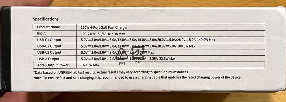 UGREEN 160w GaN. 4 порти швидкий зарядний пристрій Nexode X763 (25095)