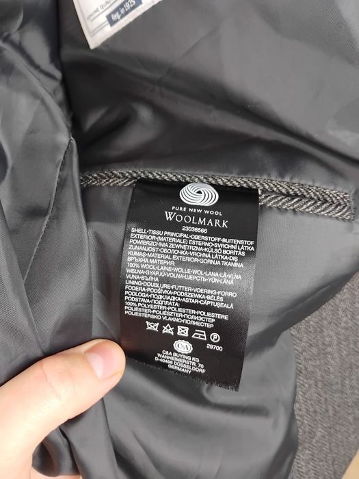 Wełniana marynarka w jodełkę 100% wełna wool narzutka żakiet płaszczyk