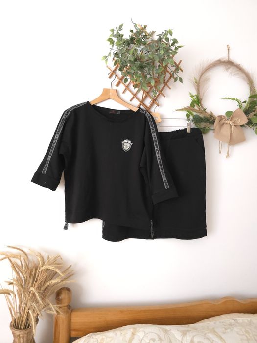 Komplet dresowy czarna spódnica i bluza L XL bacardo