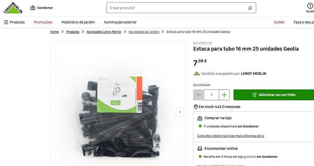 Estacas para Tubo de Rega Ø13/16mm - Novos