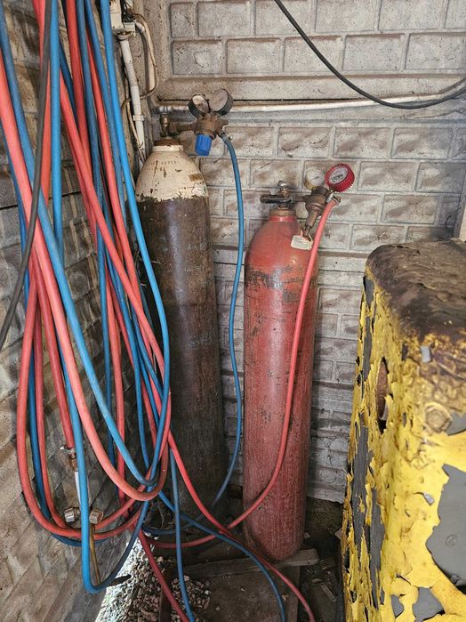 Komplet butli do gazów technicznych Tlen Acetylen wąż ok 15m palnik
