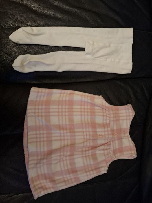 Sukienka  z polaru + rajstopki do 3 m-cy