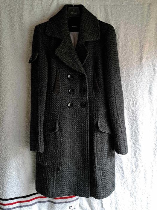 Ciepły, jesienno - zimowy płaszcz, grafit, 45 % wełna, Vero Moda, r. M