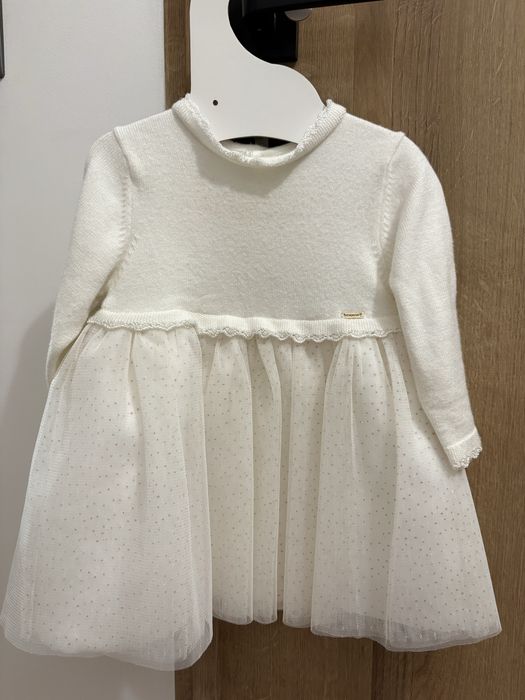 Zestaw komplet do chrztu dla dziewczynki sukienka płaszczyk Mayoral