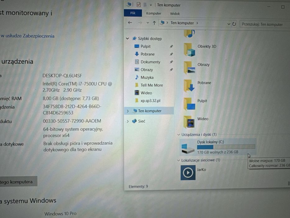 Dell XPS 13 9360 i7 / 8GB RAM / 256SSD