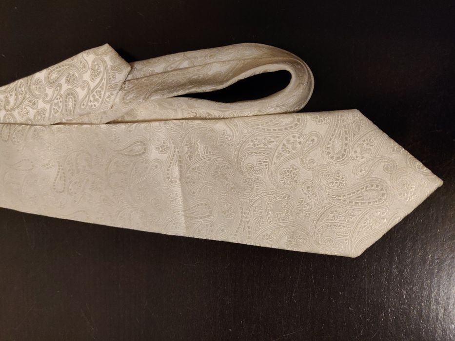 Krawat 100% jedwab kolor ecru Adam Collection