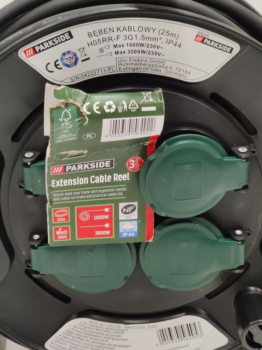 Мощный удлинитель сГерман Parkside 25м/переходник/переноска/подовжувач
