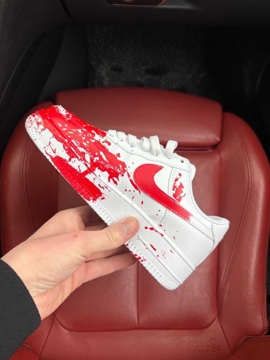 (ОПЛАТА ПІСЛЯ ОГЛЯДУ)Nike Air Force Blood Custom Red Найк Аір Форс