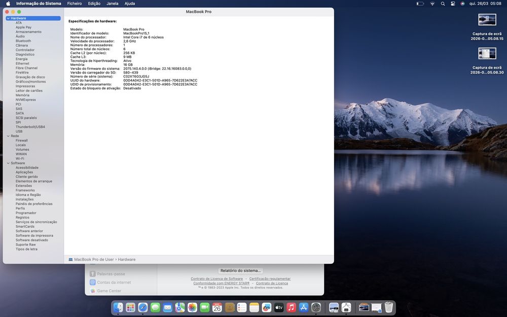 MacBook Pro 15 Core i7 6-Core 2.6 |  512 SSD GB | 16GB