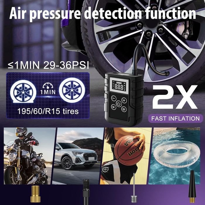 mini compressor de ar portátil 150 PSI, insuflador elétrico 12 V  USB