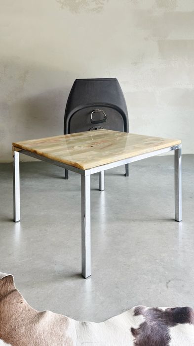 Designerski stolik onyks + chrom, lata 70-te