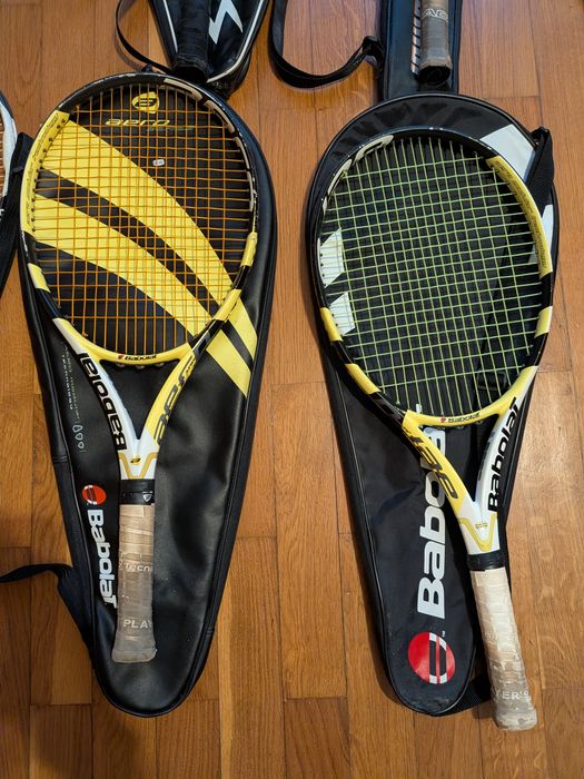 Lote de 12 raquetes de ténis (Head, Wilson, Babolat, Prince), adulto, júnior e criança