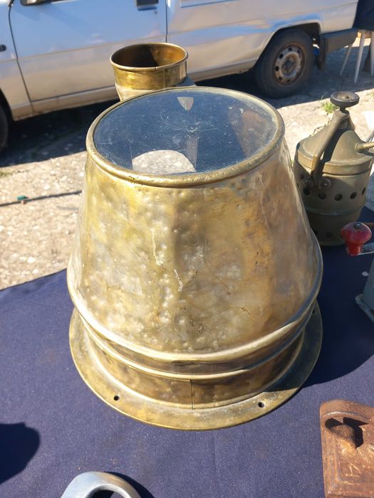 Bussola nautica grande com bitucula em latão, Garraio Lisboa, antiga, funcional