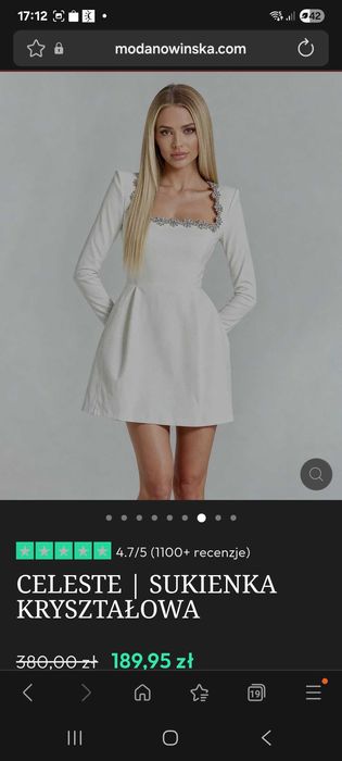 Sukienka mini welur z kryształkami