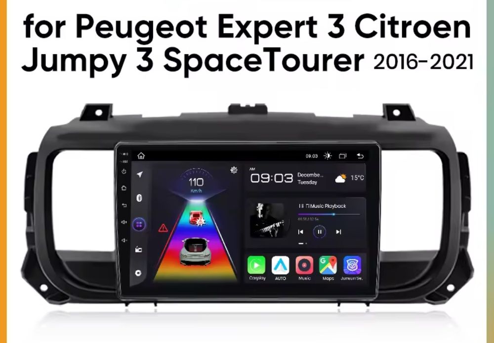 Rádio Android Peugeot Expert 3 Citroen Jumpy 3 SpaceTourer CARPLAY 32G