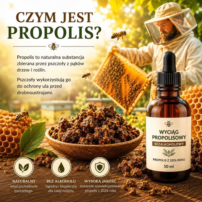 PROPOLIS z 2026r WYCIĄG EKSTRAKT PROPOLISOWY 40% bezalkoholowy  50ml