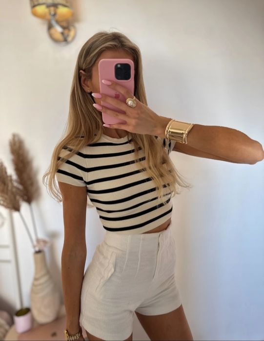 Top w paski Zara crop top S rozmiar