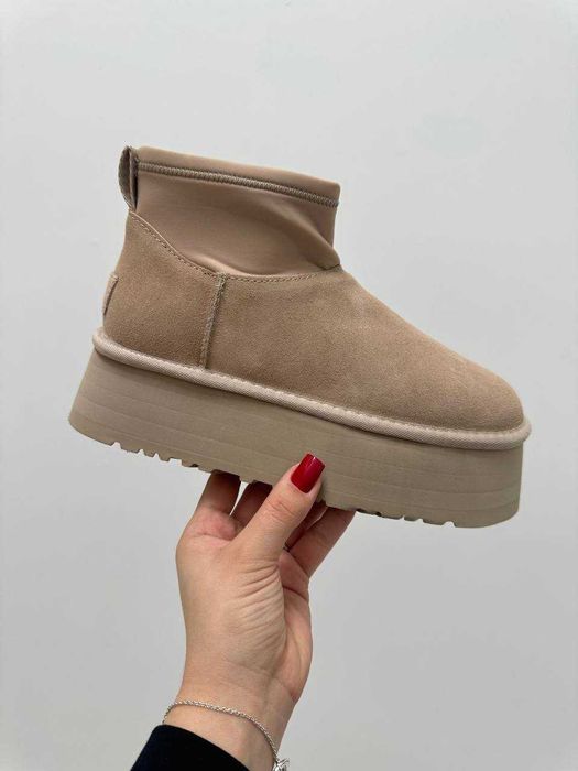Угги UGG Classic Mini Dipper Beige Suede / Уггі Класік Міні Діппер беж