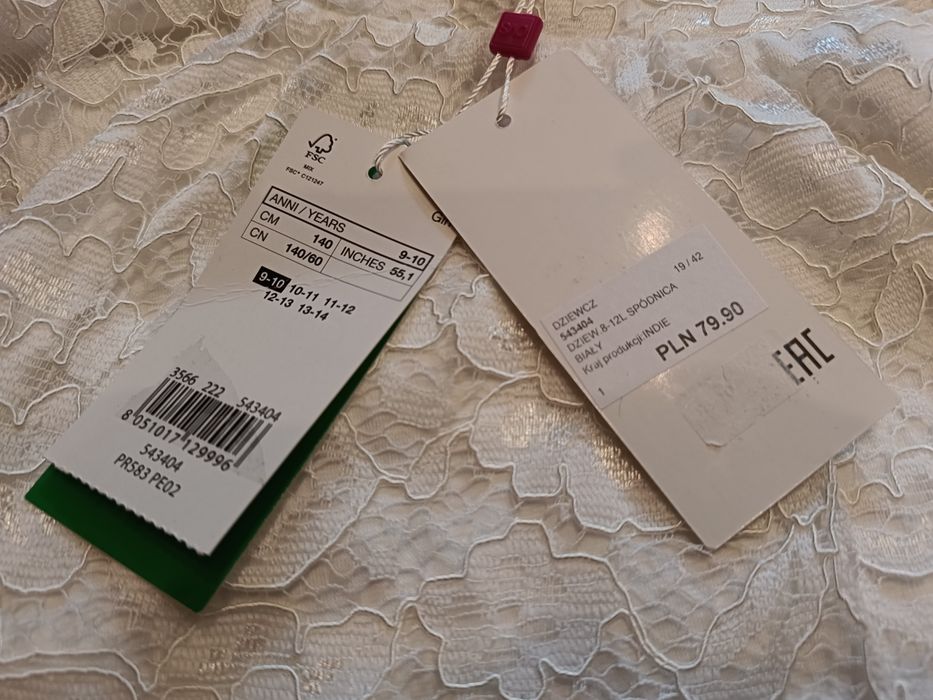 2 koronkowe spódniczki białe OVS r. 140