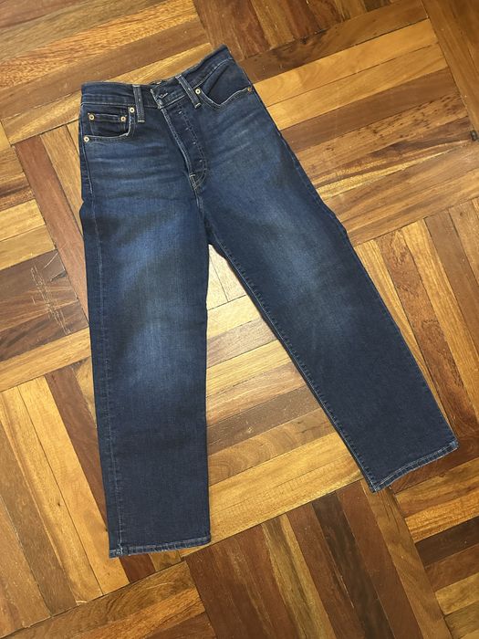 Джинсы синие Levi’s  xs s высокая посадка прямые