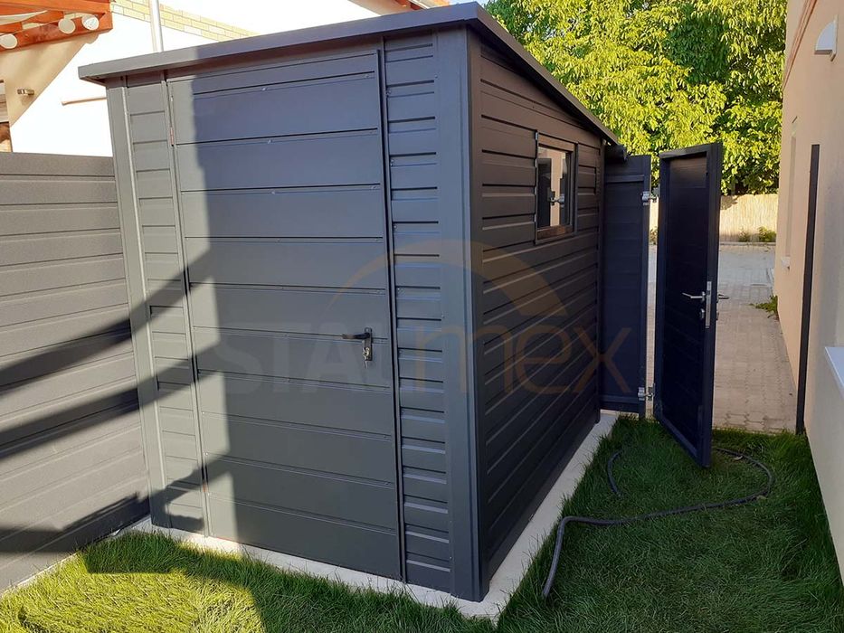 Składzik ogrodowy 1,5x2 / domek narzędziowy w kolorze grafitowym