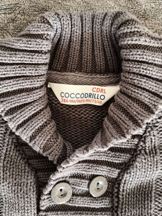 Zapinanany na guziki ciemnoszary sweter Coccodrillo r. 74