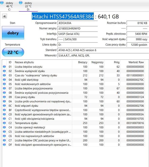 Hitachi HTS547550A9E384, 640,1 GB, SATA, 2,5"