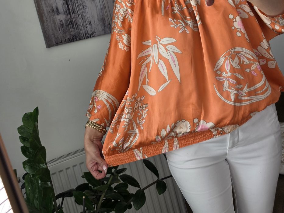100 % jedwab naturalny wizytowa elegancja i na codzień bluzka damska  m L