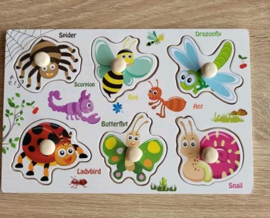 Nowe puzzle drewniane robaczki