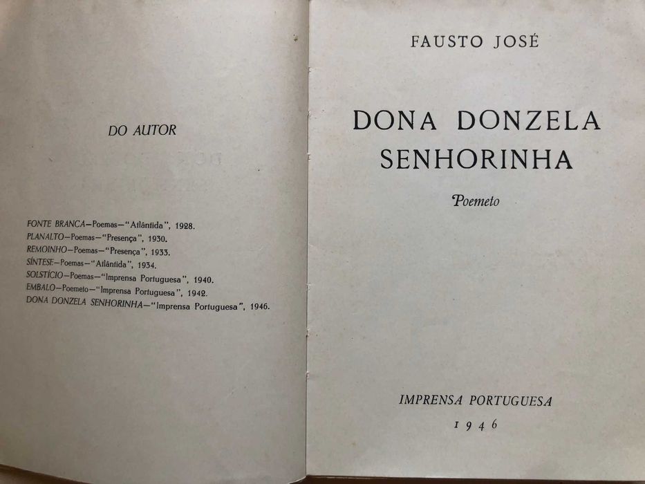 Dona Donzela Senhorinha - Fausto José - Dedic: ao Dr. Ulisses Canijo
