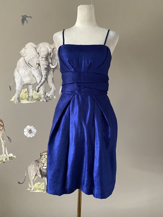 Szafirowa sukienka wieczorowa imprezowa koktajlowa nowa premium