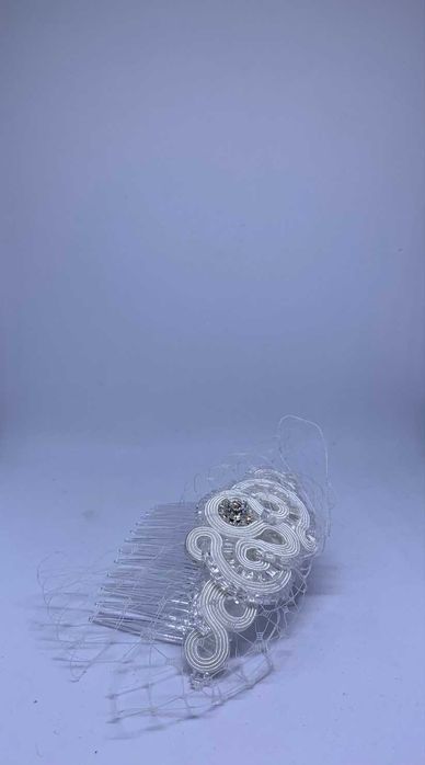 nowa ślubna ozdoba sutaszowa grzebyk mały stroik panna młoda oryginał