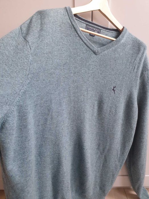 Niebieski wełniany sweter F&F 3XL wełna 100%