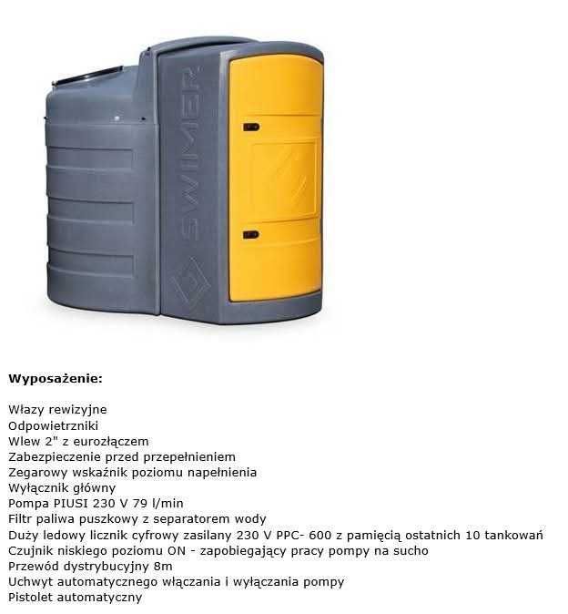 Zbiorniki Swimer 2500L na paliwo ON