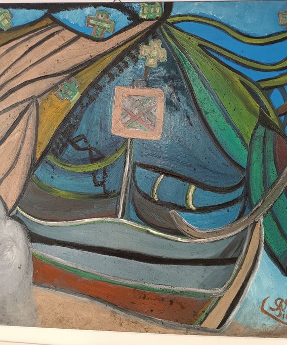 Pintura de Barco Rabelo no Douro