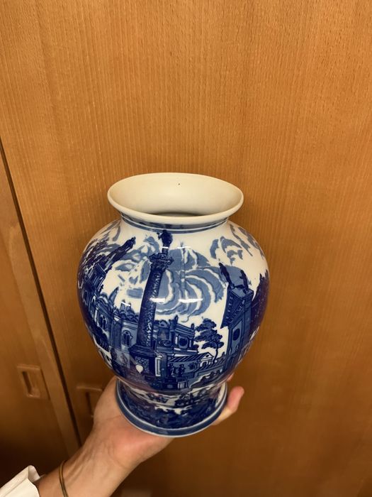 Jarra/vaso de porcelana azul e branco
