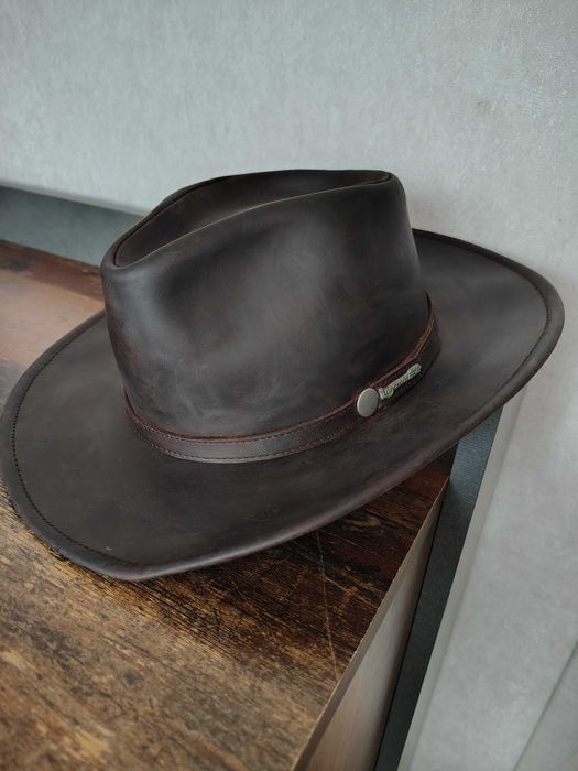 Капелюх ковбойський шкіра, капелюх коричневий S,капелюх вінтажний