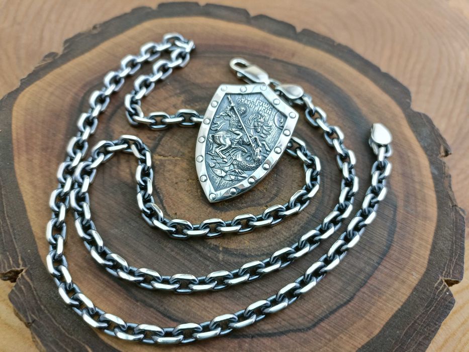 Якорная цепочка подвеска Щит Георгий Победоносец. Георгій Побідоносець