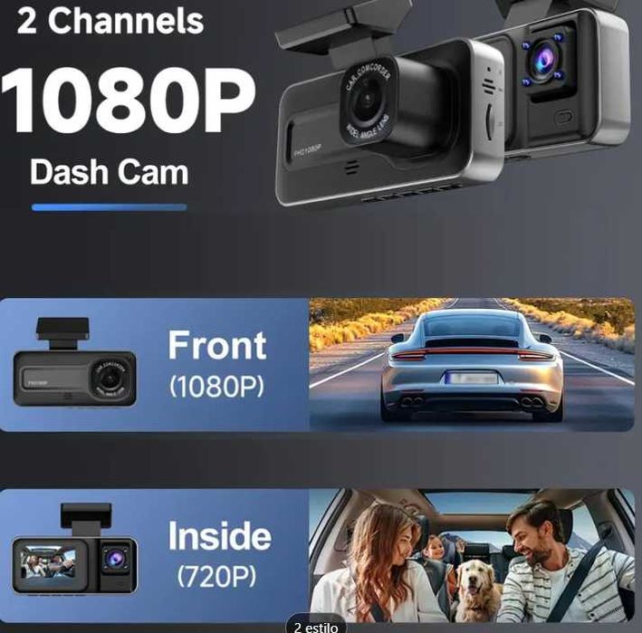 Câmera para interior do carro com lente dupla