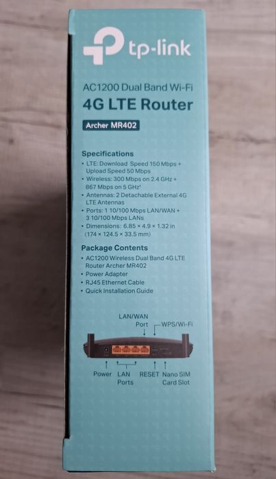 Router TP-LINK Archer MR402 2.4 / 5 GHz, Wi-Fi Mesh, Gniazdo SIM.