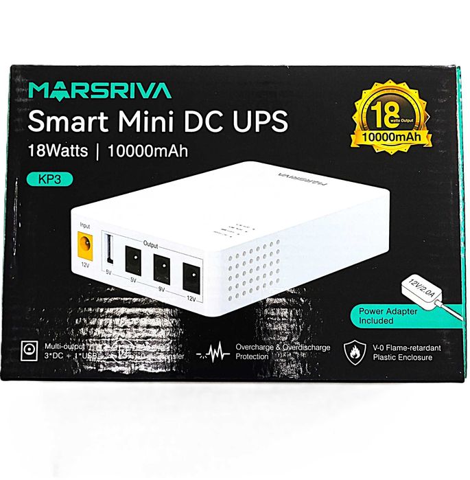 Мини ИБП для роутера Marsriva KP3 10000Ah,DC+USB OUT 5V/9V/12V, 2А/18W